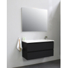 Basic Bella Meuble lavabo acrylique noir avec sans trous de robinet avec miroir 100x55x46cm Flat Pack Noir mat SW538816
