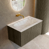 Mondiaz KURVE-DLUX Ensemble de meubles de salle de bains - 80x46x40cm - 1 tiroir - lavabo solid surface - central - sans trou de robinet - Shadow SW1414534