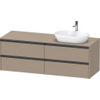 Duravit ketho 2 meuble sous lavabo avec plaque console avec 4 tiroirs pour lavabo à droite 160x55x56.8cm avec poignées anthracite lin mat SW773051