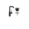Grohe Essence Wastafelkraan - l-size - hoog - afvoergarnituur - push up - phantom black (zwart) SW1204276