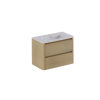 Thebalux Sunny Ensemble meuble de salle de bains - 82x46x57cm - lavabo - céramique - 1 trou de robinet - blanc brillant - meuble sous-vasque - 2 tiroirs - sans poignée - placage bois - Blanc (bois) SW1462514