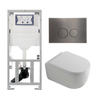 QeramiQ Dely Swirl Toiletset - 36.3x51.7cm - Geberit UP320 inbouwreservoir - met Burda frame - 35mm zitting - gunmetal bedieningsplaat - ronde knoppen - wit glans SW1138655