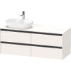 Duravit ketho 2 meuble sous lavabo avec plaque console avec 4 tiroirs pour lavabo à gauche 140x55x56.8cm avec poignées blanc anthracite super mat SW772240