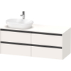 Duravit Ketho.2 Wastafelonderbouwkast - inclusief consoleplaat - met 4 laden - voor waskom links - 140x55x56.8cm - met handgrepen antraciet - wit supermat SW772240