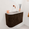 Mondiaz JOYA-DLUX 63.2cm toiletmeubel - ronding links en rechts kleur Walnut - Wastafel FAYE positie Midden Zonder kraangat kleur Glace. SW1422408