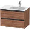 Duravit Ketho.2 Wastafelonderbouwkast - met 2 laden - voor waskom rechts - 81x48x54.9cm - met grepen antraciet - noten mat SW773129