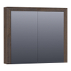 BRAUER Massief eiken Spiegelkast - 80x70x15cm - 2 links/rechtsdraaiende spiegeldeuren - Hout black oak SW223487
