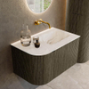 Mondiaz KURVE-DLUX Ensemble de meuble de salle de bains - 75x46x40cm - 1 tiroir - 1 porte - lavabo solid surface - droit - sans trou de robinet - Shadow SW1414307