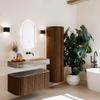 MONDIAZ THOR-DLUX Meuble de salle de bains - 100cm - arrondi gauche + droite - couleur Walnut - 1 tiroir et 2 portes - Vasque suspendue CLOUD Droite sans trou de robinet - couleur Oza SW1467576