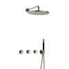 Hotbath Cobber IBS70 Regendoucheset - inbouw - 38.5cm wandarm - 30cm ronde hoofddouche - staafhanddouche - geborsteld nikkel (RVS) SW678023