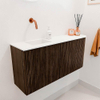 Mondiaz JOYA 91.6cm toiletmeubel - ronding rechts kleur Walnut - Wastafel FAYE positie Links Zonder kraangat kleur Talc. SW1421287