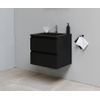 Basic Bella Meuble salle de bains avec lavabo acrylique Noir 60x55x46cm 1 trou de robinet Noir mat SW491714