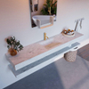 Mondiaz ALAN-DLUX Ensemble de meuble - 200cm - meuble Opalo mat - 0 tiroirs - Lavabo Cloud Opalo suspendu - vasque Centre - 1 trou de robinet SW809196