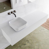 Mondiaz Lagom Meuble salle de bains 150x30.9x45cm Solid Surface Talc 1 tiroir avec lavabo BINX vasque à poser Gauche sans trous de robinet SW409134