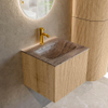MONDIAZ KURVE-DLUX Meuble de salle de bains 50 cm couleur Oak avec 1 tiroir et 0 porte. Lavabo GRUNNE Central 1 trou de robinet Oza. SW1432609