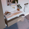 Mondiaz ALAN-DLUX Ensemble de meuble - 100cm - meuble Smoke mat - 1 tiroir - Lavabo Cloud Frappe suspendu - vasque Droite - 0 trous de robinet SW805093