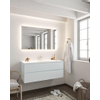 Mondiaz VICA ensemble de meuble de salle de bain - 120cm - meuble sous-vasque argile - 2 tiroirs - lavabo lune milieu - 1 trou de robinet - miroir LED - version XL 60cm haut SW1097869