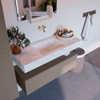 Mondiaz ALAN-DLUX Ensemble de meuble - 110cm - meuble Smoke mat - 1 tiroir - Lavabo Cloud Opalo suspendu - vasque Centre - 0 trous de robinet SW806565