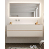 MONDIAZ VICA Badkamermeubelset - 150cm - 2 lades - wasbak Cloud links - 0 kraangaten - solid surface linen SW411026