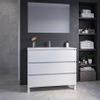 Saniclass Chaci PLUS Meuble de salle de bain - 100x86x46cm - lavabo en céramique blanc - 1 vasque ovale - 1 trou de robinet - 3 tiroirs - miroir rectangulaire - blanc mat SW926379