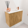 Mondiaz JOYA 50cm toiletmeubel - kleur Oak - Wastafel FAYE positie Rechts 1 kraangat kleur Talc. SW1421095