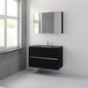 Bruynzeel Miko badmeubelset 66.5x101x51cm 1 kraangat 1 wasbak 2 lades met spiegelkast met softclose zwart eiken SW384553 Bruynzeel Miko badmeubelset 66.5x101x51cm 1 kraangat 1 wasbak 2 lades met spiegelkast met softclose zwart eiken SW384553