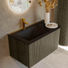 Mondiaz KURVE Ensemble de meuble de salle de bains - 85x46x40cm - 1 tiroir - 1 porte - vasque solid surface - gauche - 1 trou de robinet - Shadow SW1414191