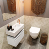 MONDIAZ ANDOR Toiletmeubel - 60x30x30cm - 1 kraangat - 1 lades - talc mat - wasbak rechts - Solid surface - Wit SW473885