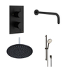 Crosswater MPRO inbouw regendoucheset – Ø30 cm hoofddouche – gebogen wandarm – ronde handdouche – zwart mat SW999825