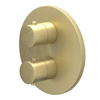 IVY Bond Partie apparente - pour mitigeur thermostatique encastré - 1 robinet-vanne séparé - rosace ronde - Or mat brossé PVD SW1032315