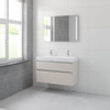 Bruynzeel Pinto badmeubelset 65.3x100x46cm 2 kraangaten 1 wasbak 2 lades met spiegel met softclose composite kasjmier grijs SW384778 Bruynzeel Pinto badmeubelset 65.3x100x46cm 2 kraangaten 1 wasbak 2 lades met spiegel met softclose composite kasjmier grijs SW384778