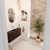 Mondiaz JOYA 103.2cm toiletmeubel - ronding links en rechts kleur Walnut - Wastafel FAYE positie Midden Zonder kraangat kleur Urban. SW1421415