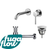 FugaFlow Eccelente Sobrado Slim Slim Kit mitigeur lavabo - robinet encastrable - bonde non-obturable - siphon design bas - Chrome brillant SW1124318