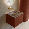MONDIAZ KURVE-DLUX Meuble de salle de bains 50 cm couleur Ruby avec 1 tiroir et 0 porte. Lavabo GRUNNE Central sans trou de robinet Sombra. SW1433913