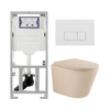 QeramiQ Dely Pack WC - 36,3x51,7cm - à fond creux - sans bride - réservoir encastré Geberit UP320 - abattant WC softclose 35 mm - plaque de déclenchement blanche brillante - boutons rectangulaires - beige mat SW1236510
