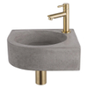 Fortifura Fuente pack lave-mains d'angle – 31,5 x 31,5 x 10 cm – béton gris – robinet doré mat SW1111544