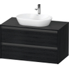 Duravit Ketho 2 meuble sous-lavabo avec plan de console avec 2 tiroirs 100x55x56,8cm avec poignées chêne anthracite noir mat SW772843