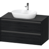Duravit ketho 2 meuble sous lavabo avec plaque console avec 2 tiroirs 100x55x56.8cm avec poignées chêne anthracite noir mat SW772843