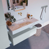 Mondiaz ALAN-DLUX Ensemble de meuble - 100cm - meuble Clay mat - 1 tiroir - Lavabo Cloud Frappe suspendu - vasque Centre - 0 trous de robinet SW805320
