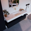 Mondiaz ALAN-DLUX Ensemble de meuble - 150cm - meuble Urban mat - 1 tiroir - Lavabo Cloud Opalo suspendu - vasque Centre - 0 trous de robinet SW806331