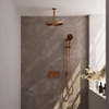 BRAUER Copper Edition Thermostatische Regendouche inbouw - drukknoppen - SET 72 - 30cm hoofddouche - plafondarm - 3 standen handdouche - doucheslang - geïntegreerde glijstang - koper geborsteld PVD SW925614