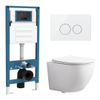 QeramiQ Dely Swirl Compact Toiletset - inbouwreservoir QeramiQ flush - slim zitting - kunststof bedieningsplaat glans wit - ronde knoppen - glans wit SW1590485