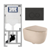 QeramiQ Dely Swirl Toiletset - 36.3x51.7cm - Geberit UP320 inbouwreservoir - met Burda frame - 35mm zitting - bedieningsplaat mat antraciet - ronde knoppen - mat beige SW1164775