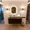Mondiaz CIRO-DLUX Ensemble de meubles de salle de bains - 120x45x50cm - lavabo solid surface Lava - 1 bassin à gauche - sans trous de robinet - 2 tiroirs - Noyer SW1530217