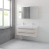 Bruynzeel Bando badmeubelset 120x45cm 2 kraangaten 2 wasbakken 2 lades met spiegelkast met softclose Composiet kasjmier grijs SW383405 Bruynzeel Bando badmeubelset 120x45cm 2 kraangaten 2 wasbakken 2 lades met spiegelkast met softclose Composiet kasjmier grijs SW383405