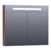 BRAUER Promise Deluxe armoire de toilette - 80x70x15cm - avec éclairage direct - 2 portes miroir double face - Forêt Cacao SW371769