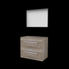 Basic-Line Basic 46 ensemble de meubles de salle de bain 80x46cm avec poignées 2 tiroirs plan vasque miroir mfc scotch oak SW638990