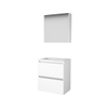 Basic-Line Comfort 39 ensemble de meubles de salle de bain 60x39cm sans poignée 2 tiroirs lavabo acrylique 1 trou de robinetterie armoire de toilette mdf laqué blanc glacier SW350922