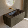 Mondiaz KURVE-DLUX Badkamermeubelset - 90x46x40cm - 1 lade - wastafel solid surface - midden - zonder kraangat - Shadow SW1414647