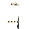 Hotbath Cobber IBS70 Regendoucheset - inbouw - 38.5cm wandarm - 20cm ronde hoofddouche - staafhanddouche - PVD - geborsteld messing (goud) SW677666
